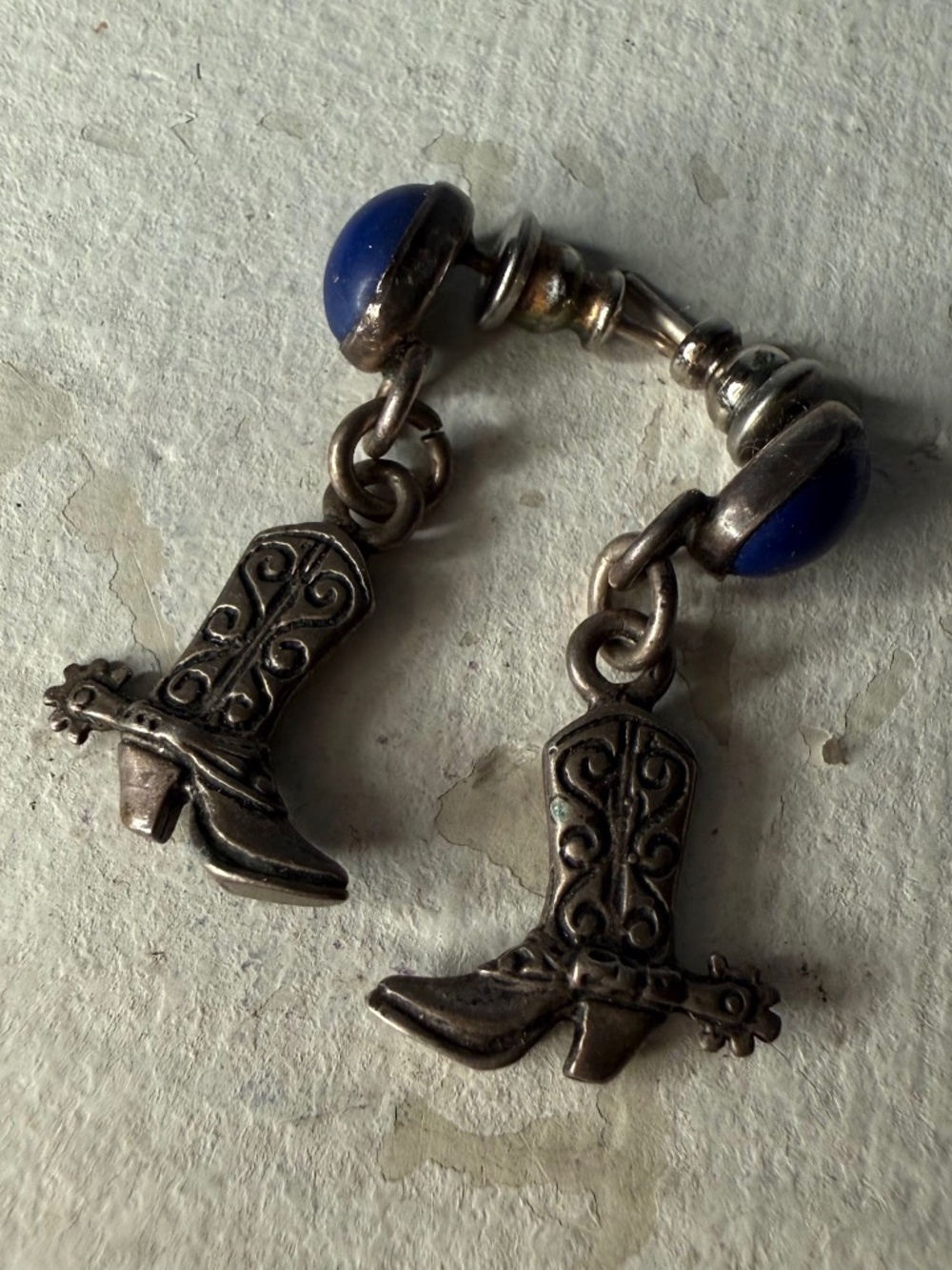 Vintage Cowboy Boot 90s Metal Drop Earrings Western Boho Rodeo Cowgirl